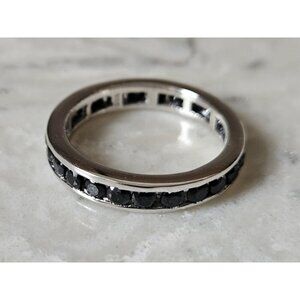 Sterling Silver Infinity Band With 24 Black Sapphires